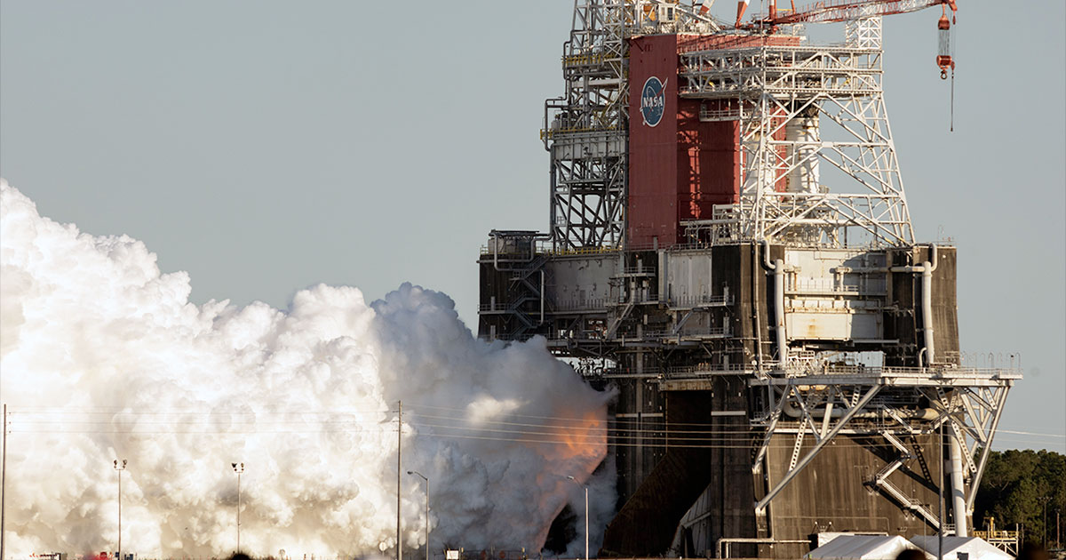 NASA ignites first Space Launch System core stage, but test fire