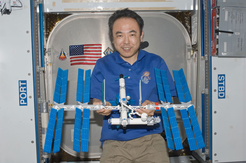 JAXA astronaut Satoshi Furukawa builds LEGO International Space Station