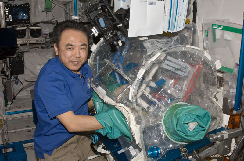JAXA astronaut Satoshi Furukawa builds LEGO International Space Station