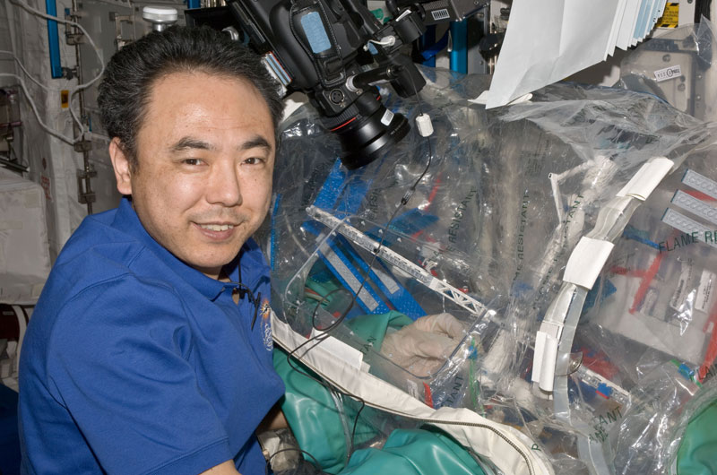 JAXA astronaut Satoshi Furukawa builds LEGO International Space Station