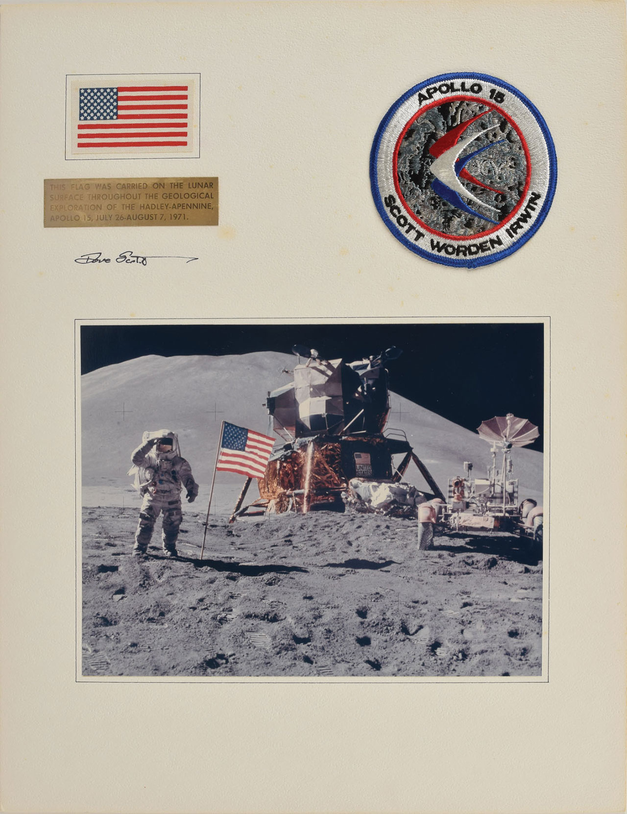NASA moon Apollo 15 American Flag 3d Stereoview inspirational image photo print