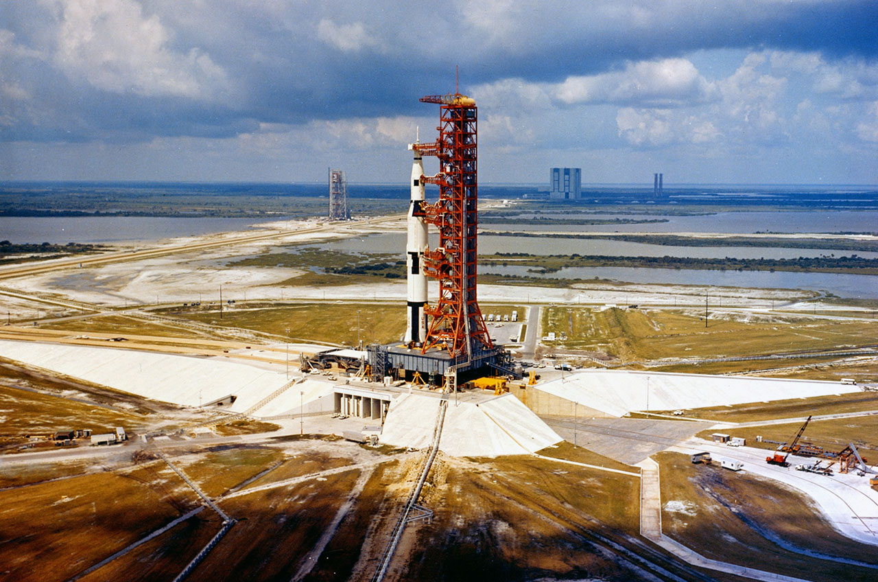 Apollo 17 Saturn V rolls out to launch pad on mobile launch crawler Photo Print