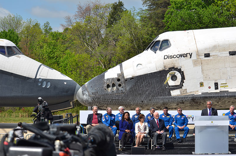 Final wheels stop: Space shuttle Discovery enters the Smithsonian