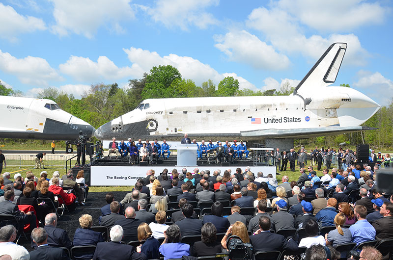 Final wheels stop: Space shuttle Discovery enters the Smithsonian