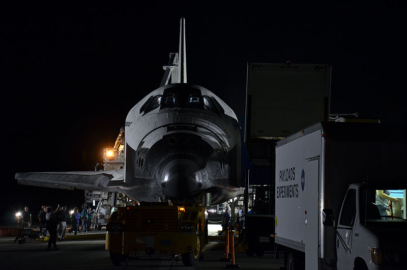 Post-last-landing walkaround of space shuttle Endeavour