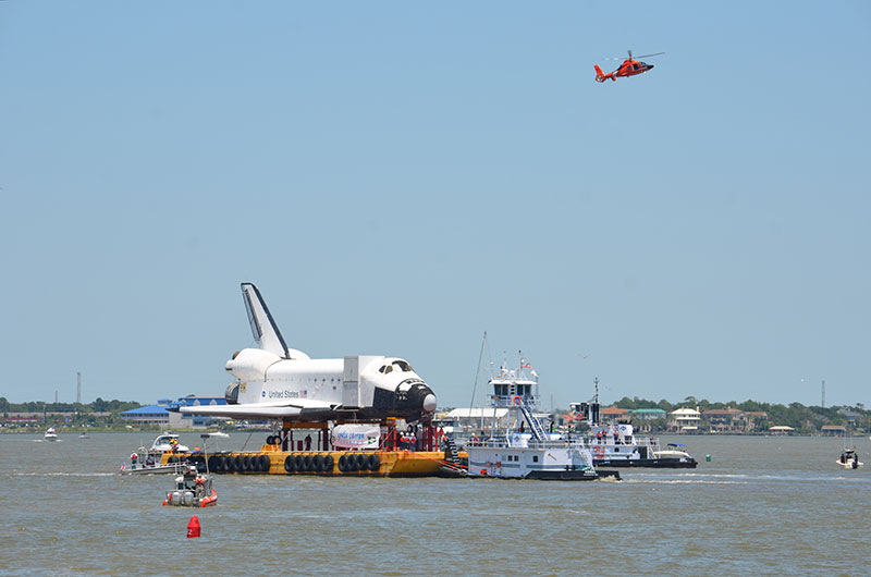 Space shuttle replica docks in Houston lake, launches 'Shuttlebration'