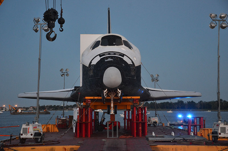 Space shuttle replica docks in Houston lake, launches 'Shuttlebration'