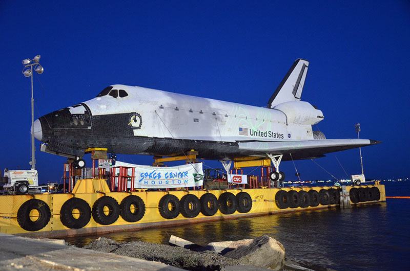 Space shuttle replica docks in Houston lake, launches 'Shuttlebration'