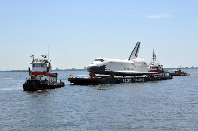 Space shuttle Enterprise damaged at sea, delivery to Intrepid delayed