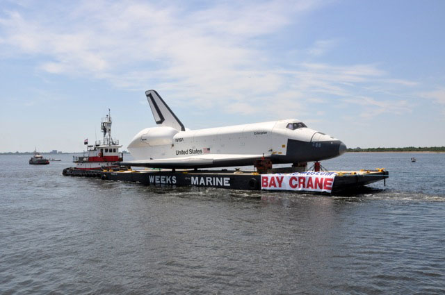 Space shuttle Enterprise damaged at sea, delivery to Intrepid delayed