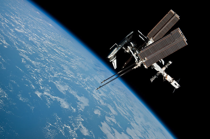 Space station, shuttle pictured in historic photos