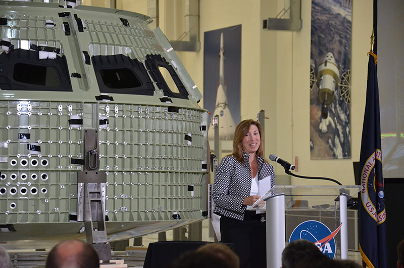 First space-bound Orion crew capsule arrives at NASA's launch site