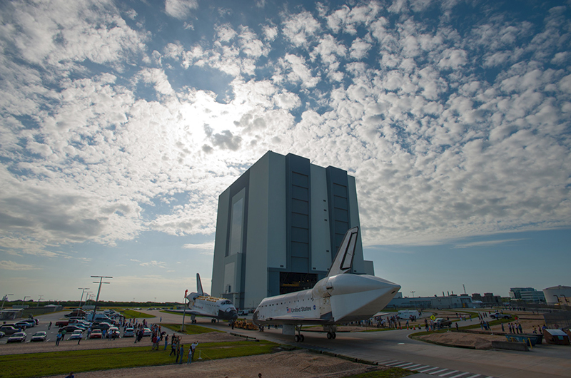 Trading places, space shuttles meet nose-to-nose for a final time