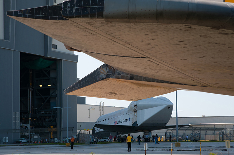 Trading places, space shuttles meet nose-to-nose for a final time