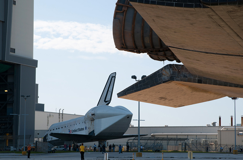 Trading places, space shuttles meet nose-to-nose for a final time