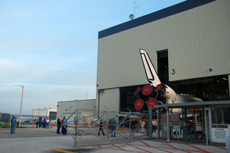 Space shuttle Discovery departs hangar for final flight