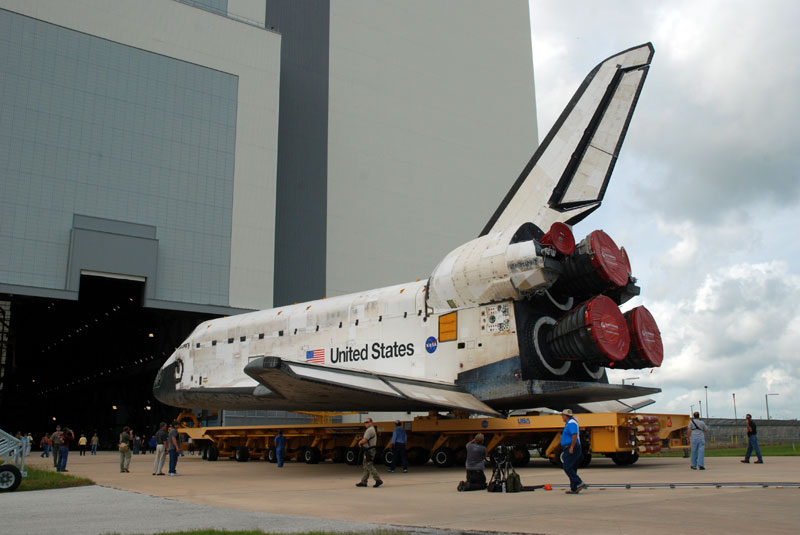 Space shuttle Discovery departs hangar for final flight