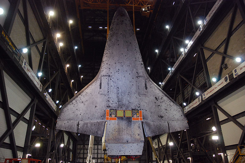 Shuttle Discovery mated with its final boosters and tank