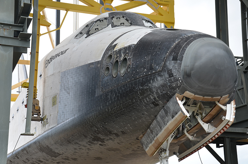 Space shuttle Endeavour mounted on 747 jet for final flight to L.A.