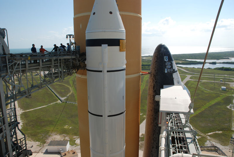 On the launch pad with space shuttle Discovery