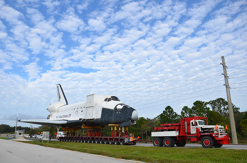 Mock space shuttle moved to make way for the real thing