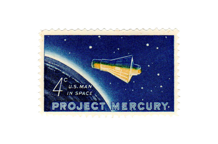 Selos USPS Mercury Project - Colecionável Espacial