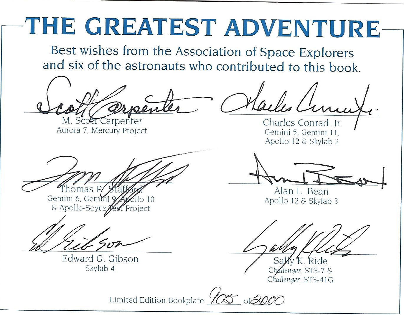 fs ase astronaut signed bookplates collectspace messages