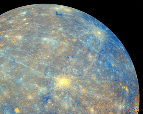 Messengers first multispectral image of Mercury