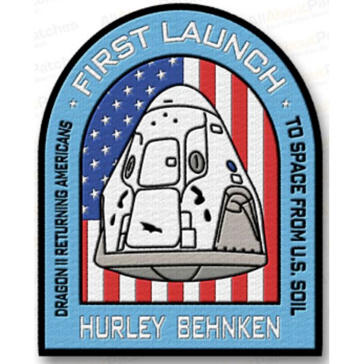 NASA Demo-2 SpaceX Dragon Behnken & Hurleysleeve Patch sleeve embroidery