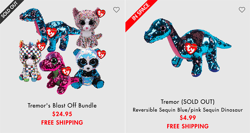 Ty Flippables Reverse Sequin Tremor The Dinosaur Beanie Boo 2018 for sale online 